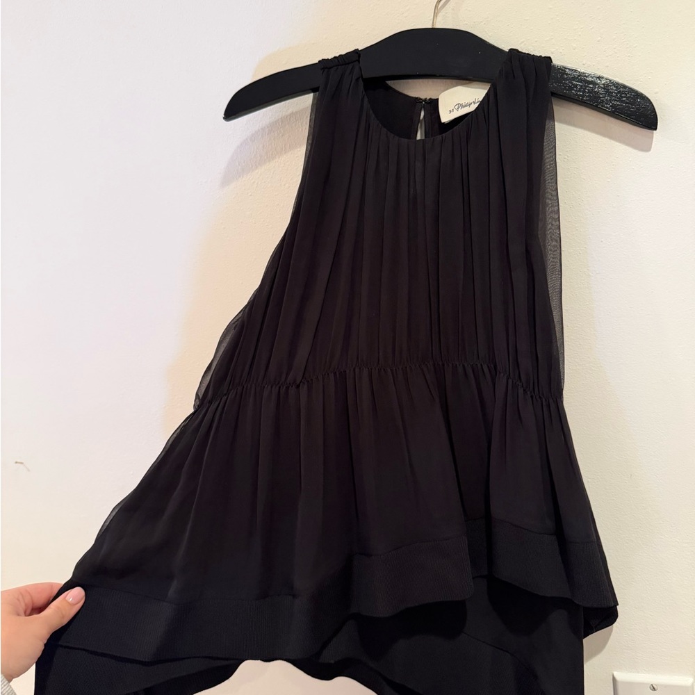 3.1 Phillip Lim Black Pleated Sleeveless Blouse